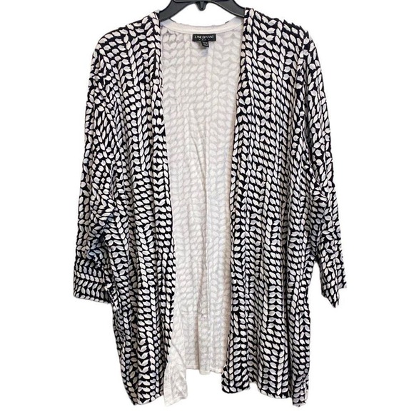 Lane Bryant 26/28 Black White Open Front Cardigan - Picture 1 of 6